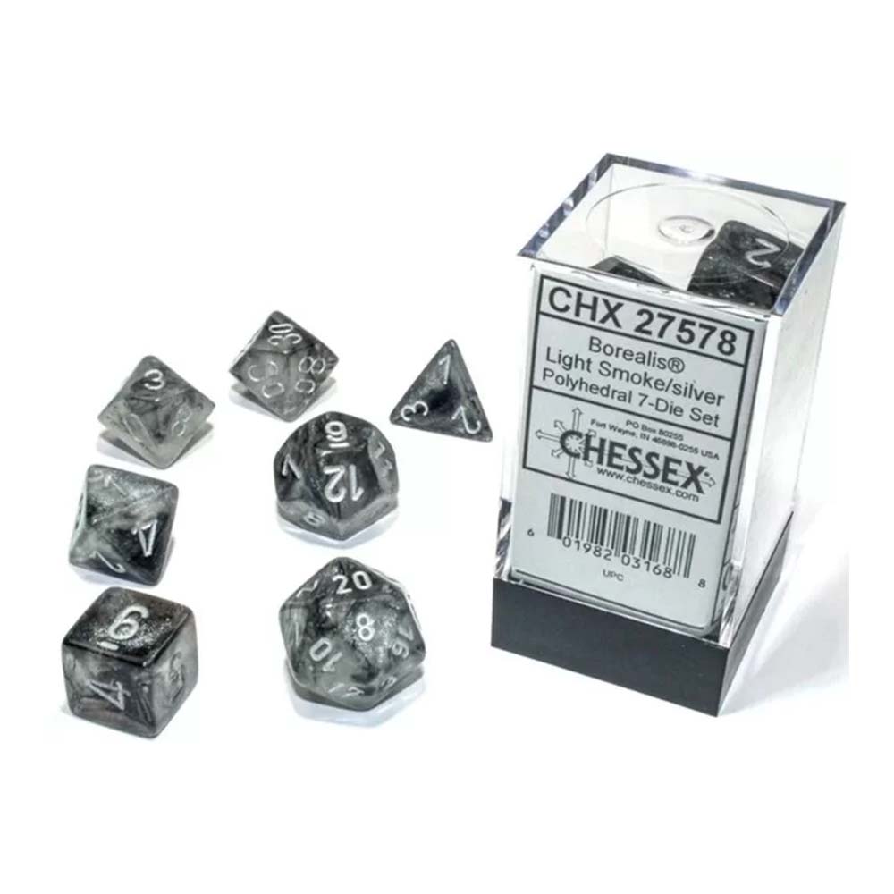 Chessex – Borealis smoke/silver luminary poly set