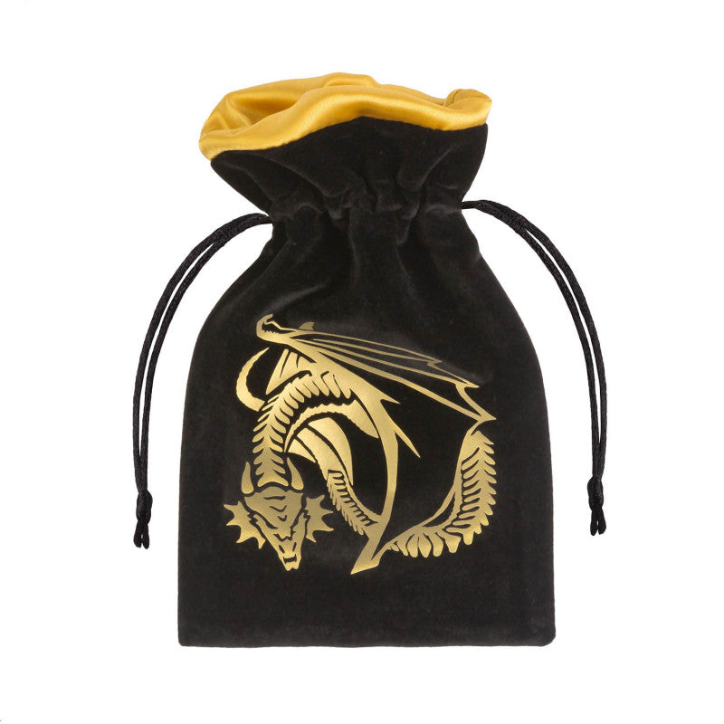 QW – Dragon Black & golden Velour Dice Bag