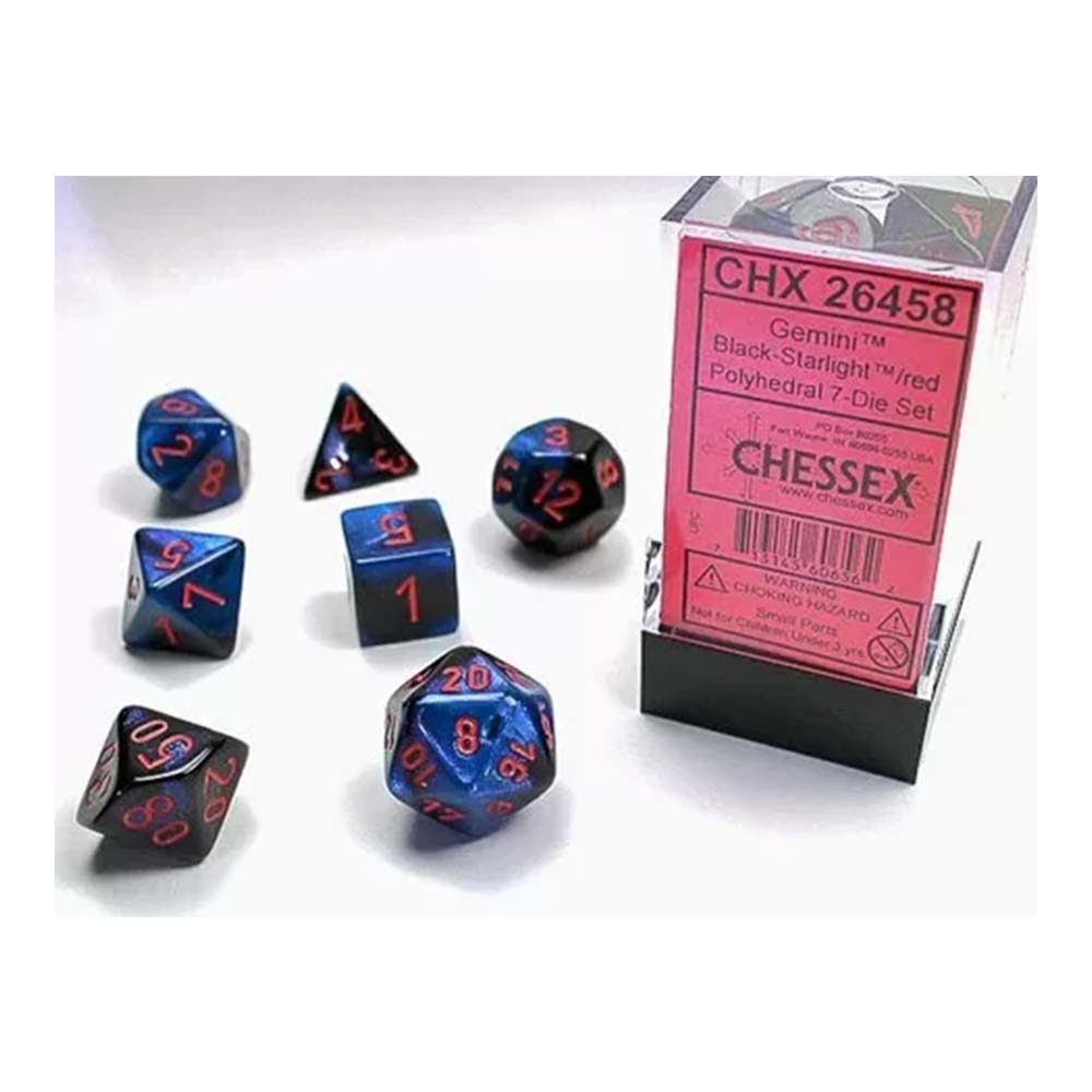 Chessex – Gemini Black-Starlight w/Red Classic Pol