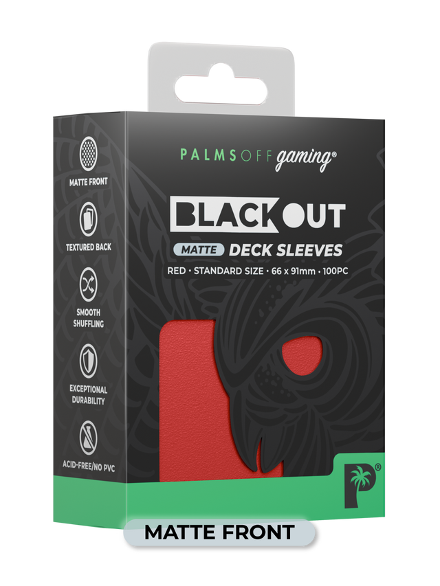 Palms Off Blackout Deck Sleeves (100) Red (Matte Front)