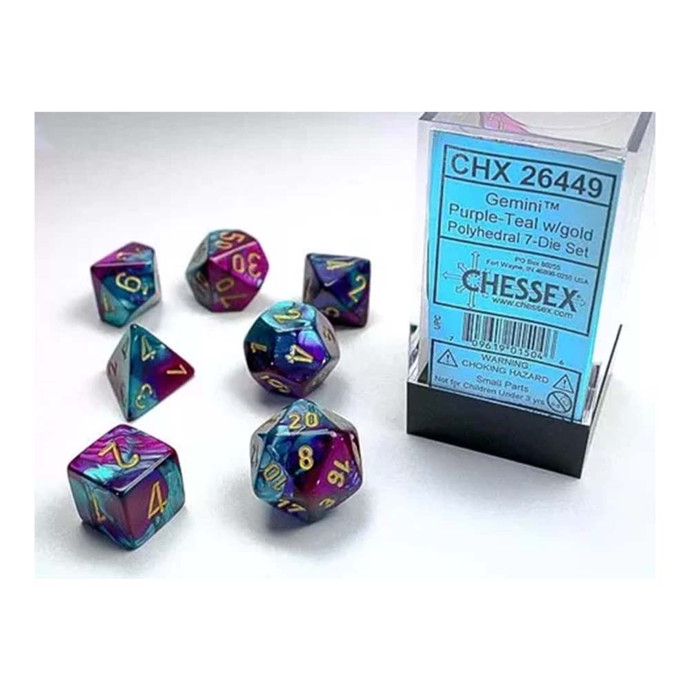 Chessex – Gemini Purple-Teal w/Gold Classic Polyhedral