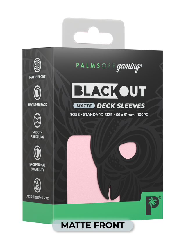 Palms Off Blackout Deck Sleeves (100) Rose (Matte Front)