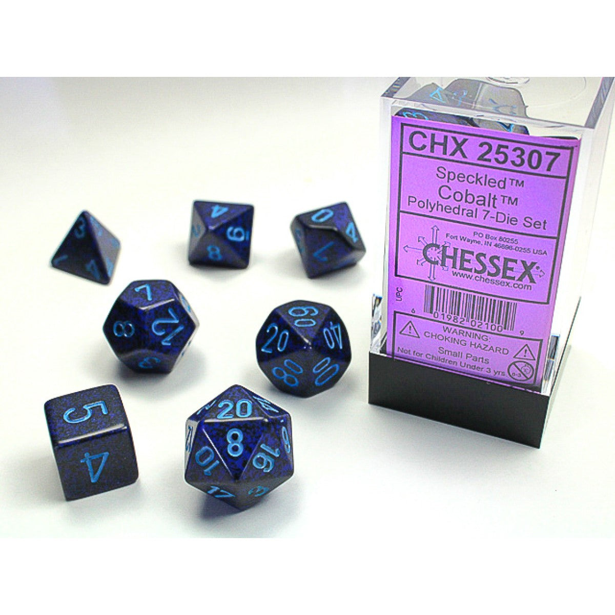 Chessex – Cobalt Speckled Polyhedral 7-Die Set
