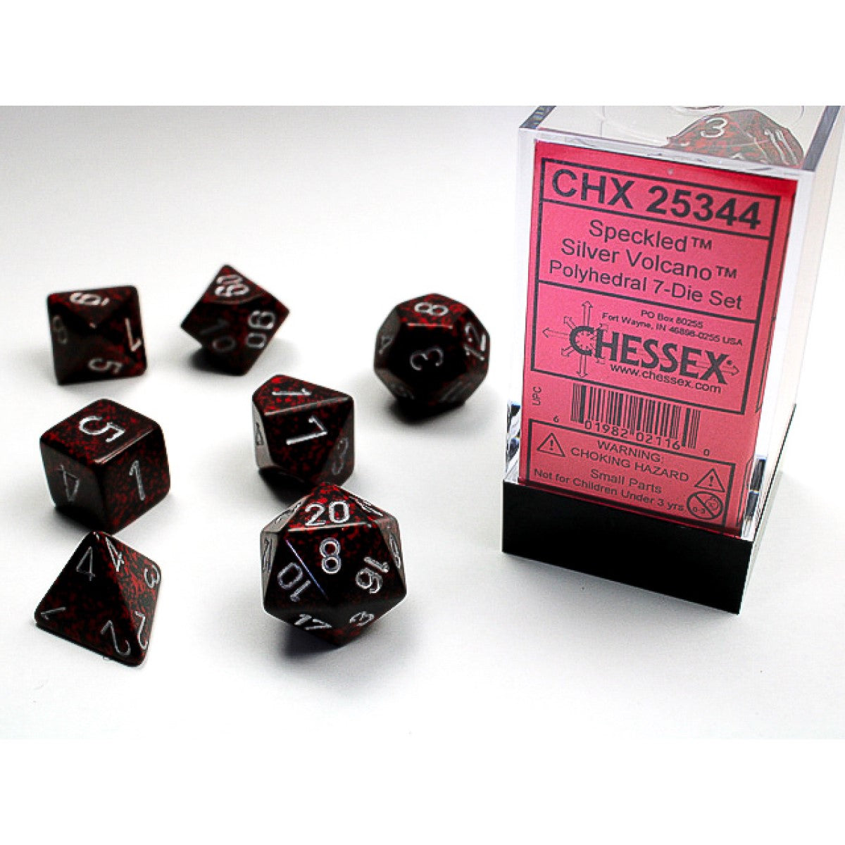 Chessex – Silver Volcano Speckled Polyhedral 7-Die Set