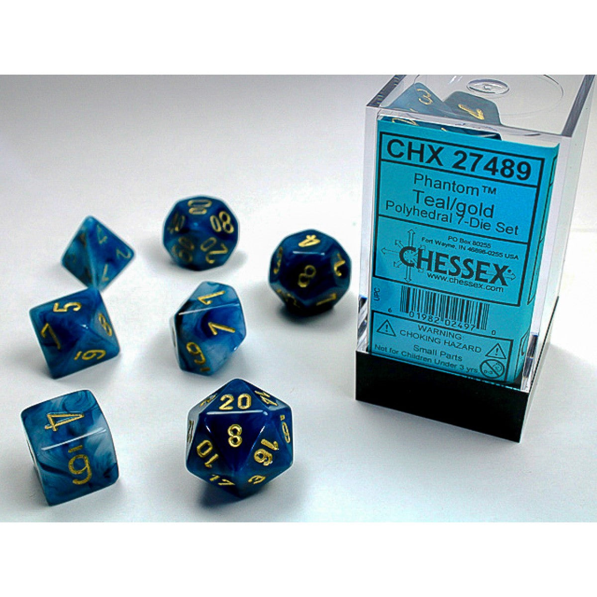 Chessex – Phantom Teal w/gold Classic Polyhedral
