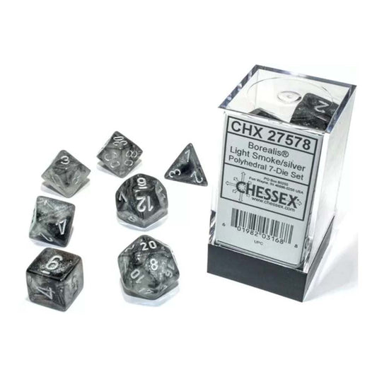 Chessex – Borealis smoke/silver luminary poly set