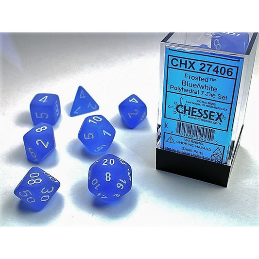 Chessex – Frosted Blue w/white Classic Polyhedral