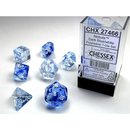 Chessex – Nebula Dark Blue w/white Signature Polyh