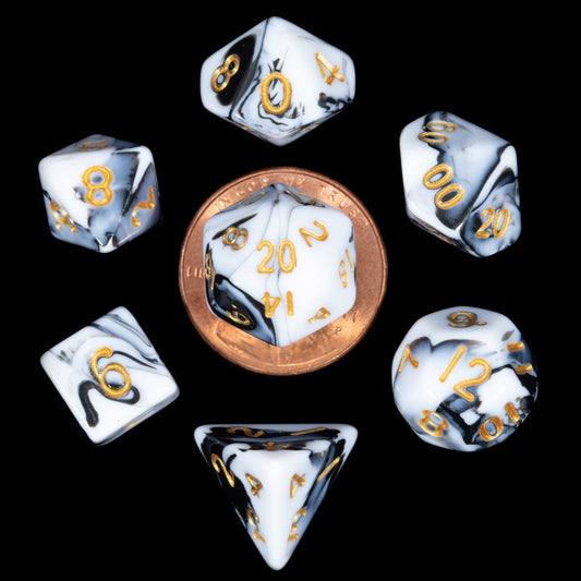 MDG – Mini Polyhedral Dice Set: Marble with Gold N