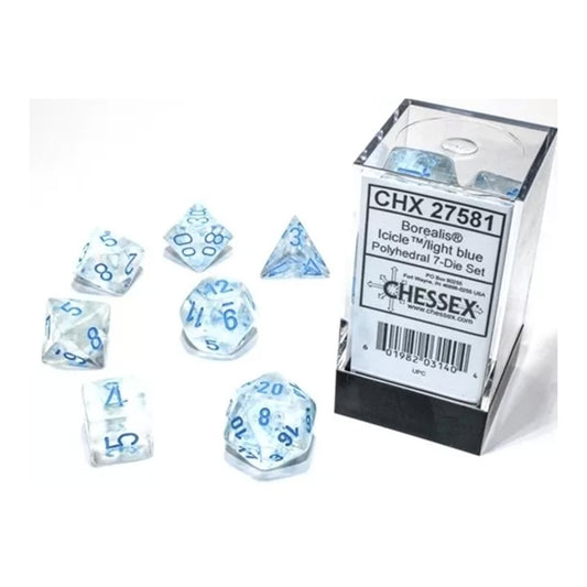 Chessex – Borealis icicle/blue lightning poly set