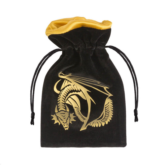 QW – Dragon Black & golden Velour Dice Bag