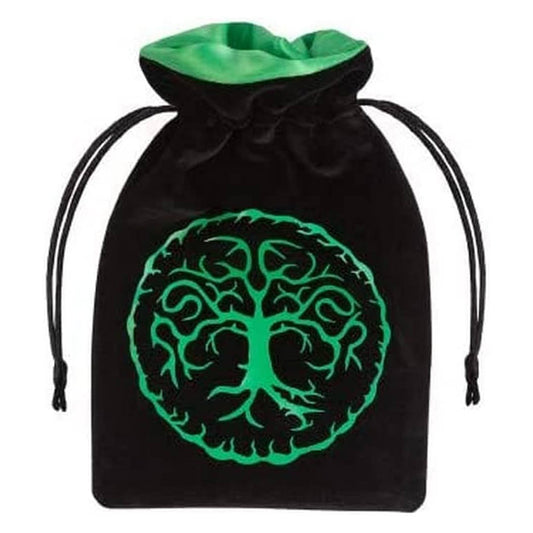 QW – Forest Black & Green Velour Dice Bag