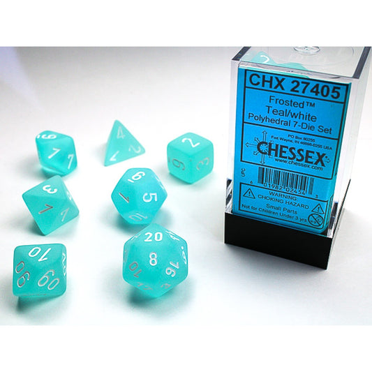 Chessex – Frosted Teal w/white Classic Polyhedral