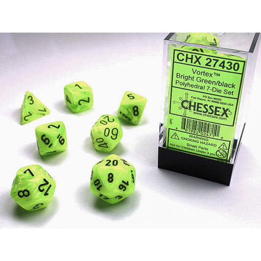 Chessex – Vortex Bright Green w/black Signature Po