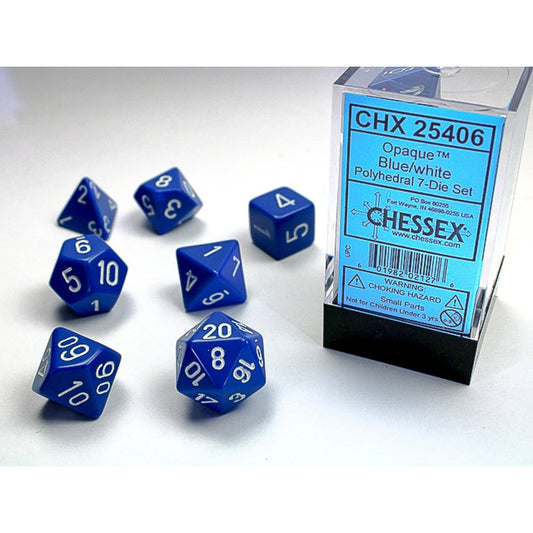 Chessex – Blue w/white Opaque Polyhedral 7-Die Set
