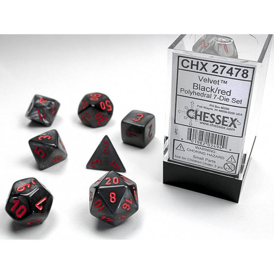 Chessex – Velvet Black w/red Classic Polyhedral 7-