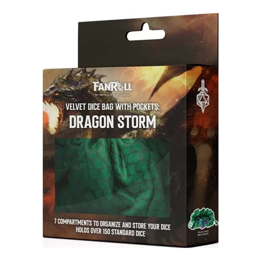 Dragon Storm Velvet Compartment Dice Bag: Green