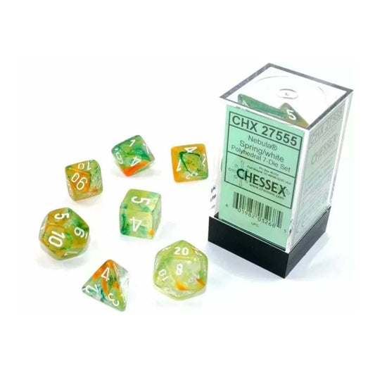 Chessex – Nebula spring/white Luminary dice set