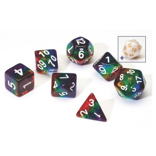 Sirius Dice Set – Rainbow Transparent Layered Resin