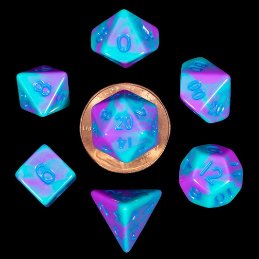 MDG – Mini Polyhedral Dice Set: Purple/Teal w/ Blu