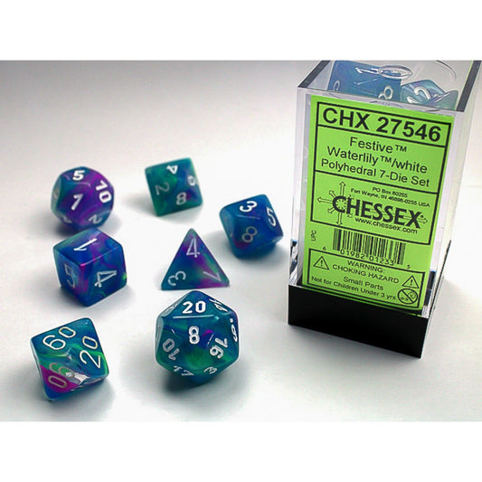 Chessex – Festive Waterlily w/white Signature Poly