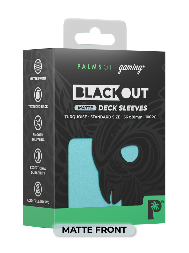 Palms Off Blackout Deck Sleeves (100) Turquoise (Matte Front)