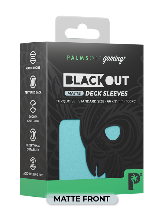 Palms Off Blackout Deck Sleeves (100) Turquoise (Matte Front)
