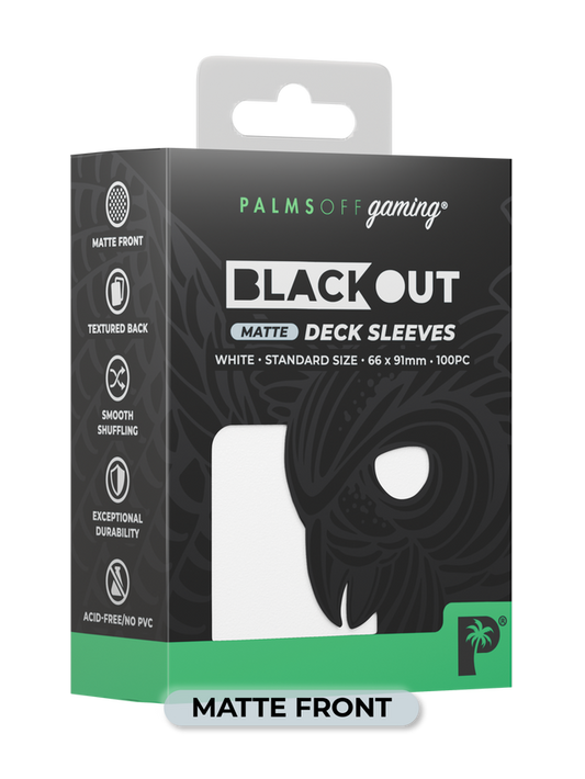 Palms Off Blackout Deck Sleeves (100) White (Matte Front)