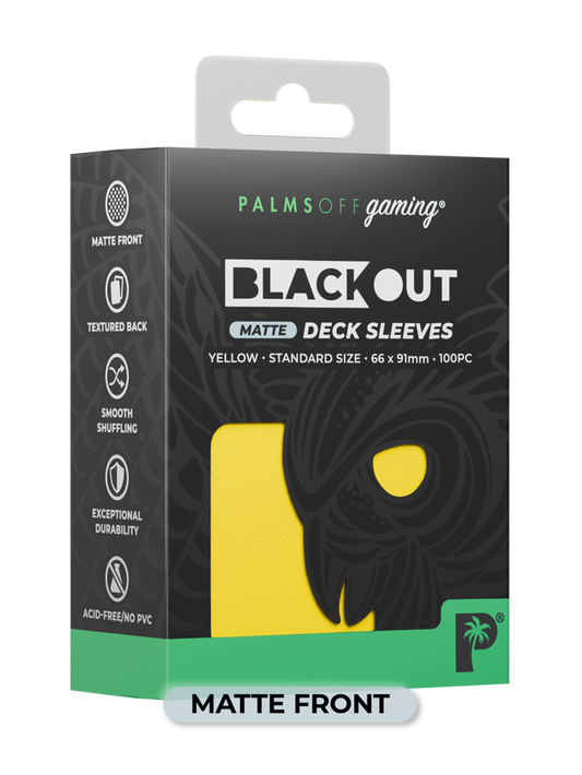 Palms Off Blackout Deck Sleeves (100) Yellow (Matte Front)