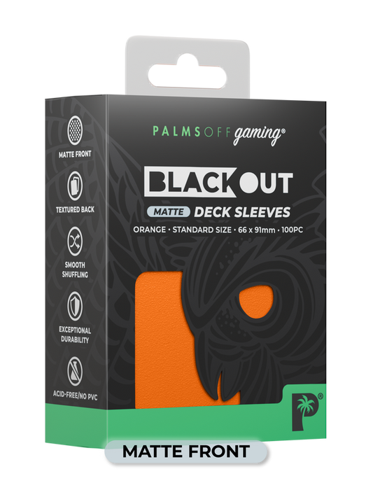 Palms Off Blackout Deck Sleeves (100) Orange (Matte Front)