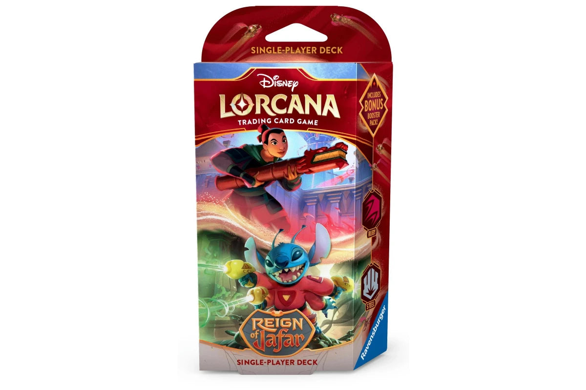 Disney's Lorcana: Reign on Jafar - Mulan & Stitch - Single-Player Deck (Ruby/Steel)