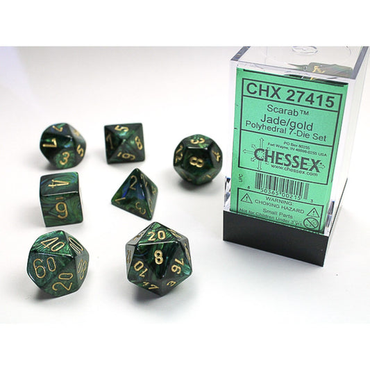 Chessex – Scarab Jade w/gold Signature Polyhedral